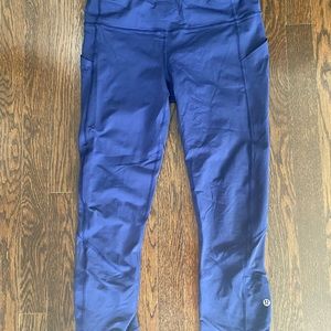 Lululemon Blue Pace Rival Cropped Leggings, Size 8